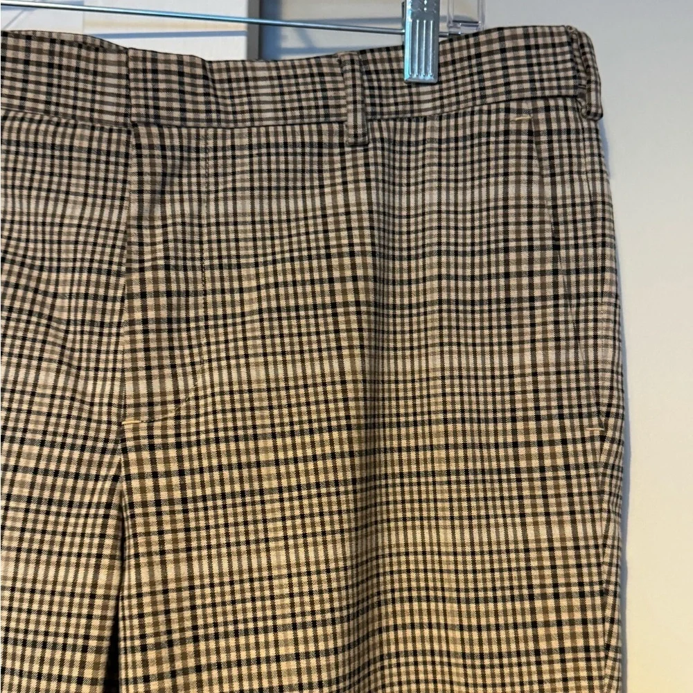 H&M Men’s Skinny Fit Glen Plaid Dress Pants Brown Tan Size 33 Business Casual